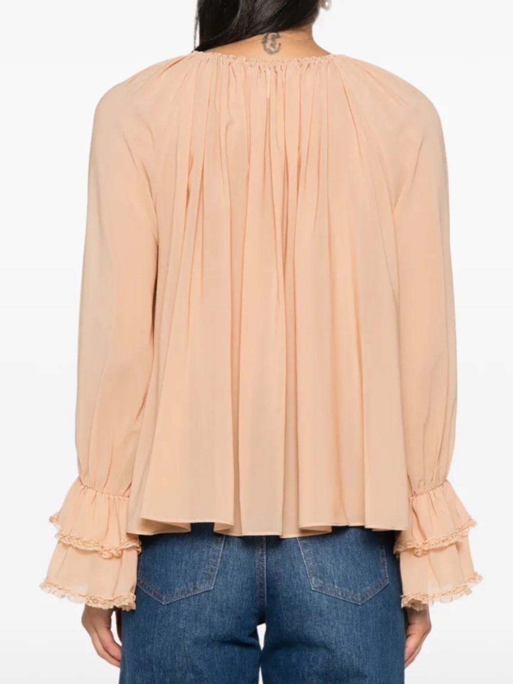 Abercrombie tan ruffle blouse.